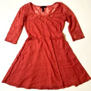 Material girl red orange women’s lace dress size xs